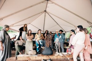 Women in a broom making class
